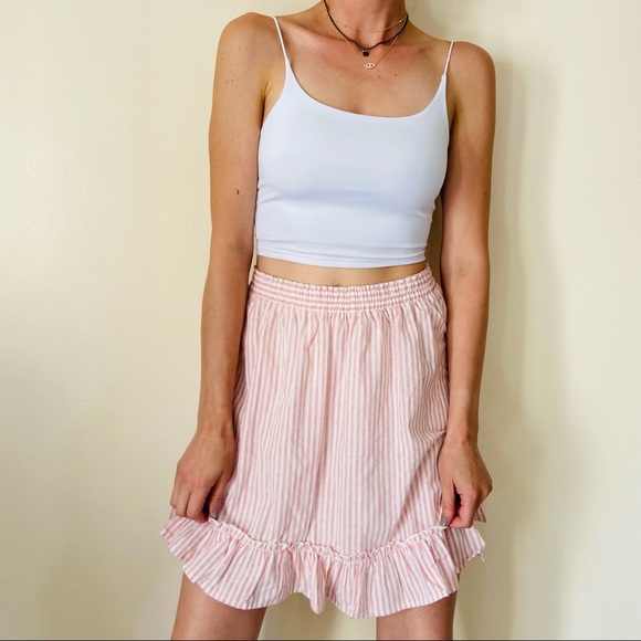 Very J Dresses & Skirts - NWT Very J Striped Pink White Elastic Waist 100% Cotton Spring Ruffled Skirt